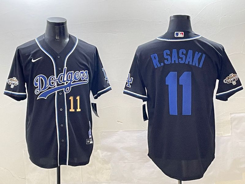 Men Los Angeles Dodgers #11 R.Sasaki Black Fashion Game 2025 Nike MLB Jersey style 3068